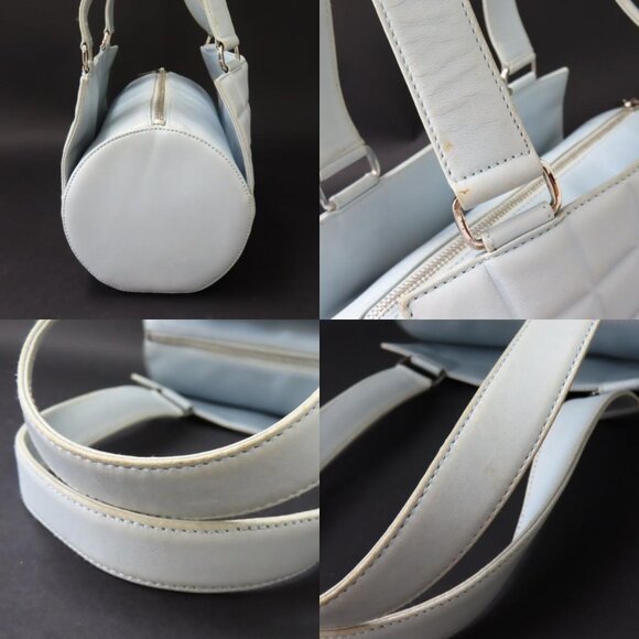 Authentic CHANEL CC Chocolate Bar Quilted Leather Bowler Shoulder Bag Purse Blue - Picture 15 of 15